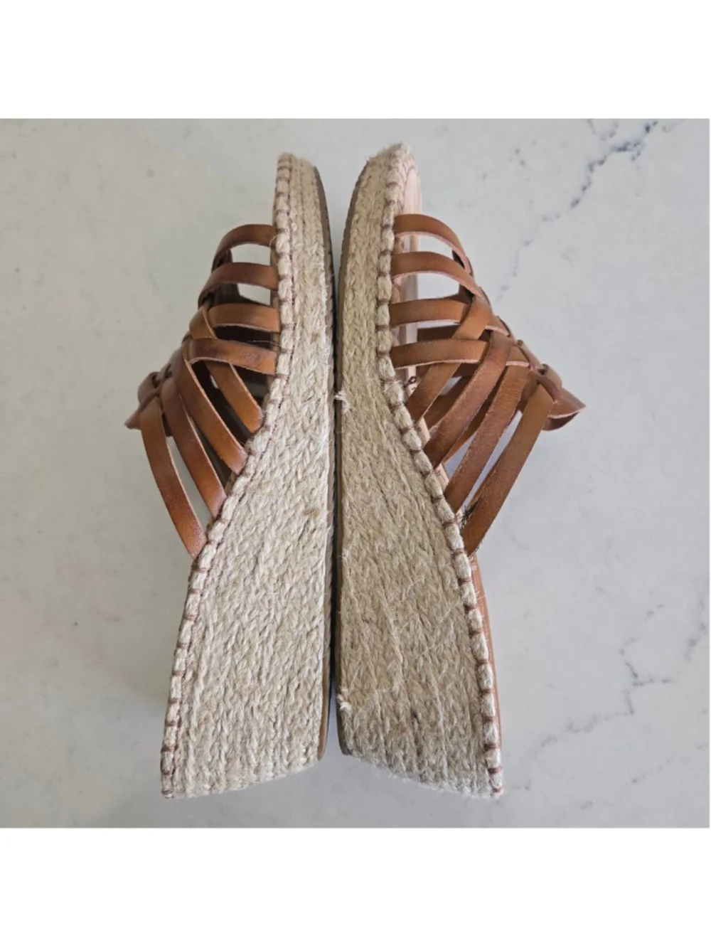 Women's Nurture Brown Woven Leather Espadrille Wedge Sandals 7.5 - Picture 5 of 10